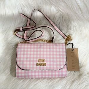 Steve Madden Blynn Pink and White Gingham Crossbody Bag